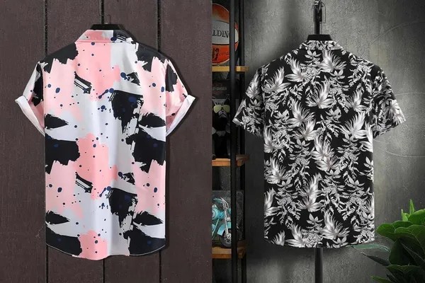 Rebelify_Half_Sleeve_Printed_Shirts_for_Men_Regular_Fit_Printed_Spread_Collar_Casual_Shirt_Lycra_Fabric_with_Combo_Shirt_(Pack_of_2)_Pink,_Black