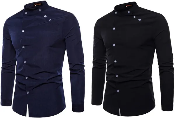 Rebelify_Men_Solid_Casual_Mandarin_Collar_Shirt_||_Combo_Shirt_(Pack_of_2)_Blue,_Black