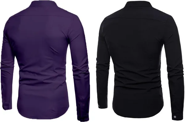 Rebelify_Men_Solid_Casual_Mandarin_Collar_Shirt_||_Combo_Shirt_(Pack_of_2)_Purple,_Black