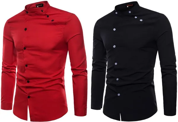 Rebelify_Men_Solid_Casual_Mandarin_Collar_Shirt_||_Combo_Shirt_(Pack_of_2)_Red,_Black