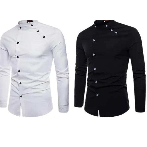 Rebelify_Men_Solid_Casual_Mandarin_Collar_Shirt_||_Combo_Shirt_(Pack_of_2)_White,_Black