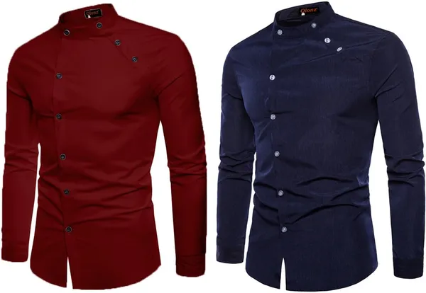 Rebelify_Men_Solid_Casual_Mandarin_Collar_Shirt_||_Combo_Shirt_(Pack_of_2)