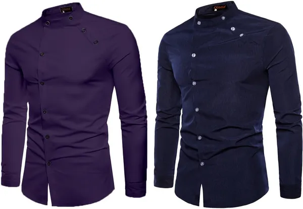 Rebelify_Men_Solid_Casual_Mandarin_Collar_Shirt_||_Combo_Shirt_(Pack_of_2)_Purple,_Blue