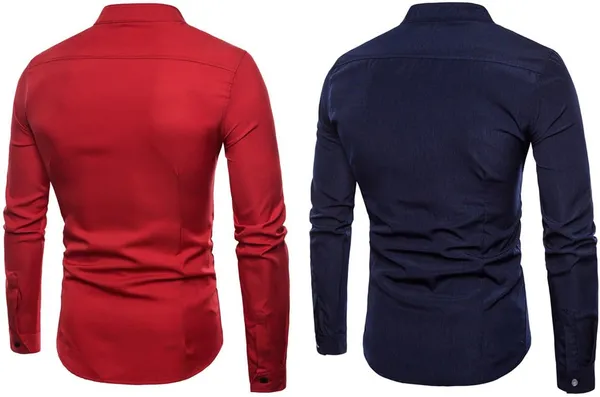Rebelify_Men_Solid_Casual_Mandarin_Collar_Shirt_||_Combo_Shirt_(Pack_of_2)_Red,_Blue