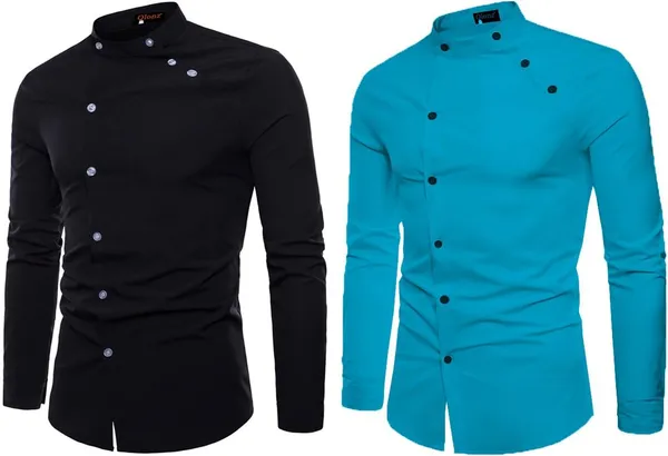 Rebelify_Men's_Cotton_Blend_Button-Down_Mandarin_Collar_Full_Sleeve_Relaxed_Fit_Solid_Casual_Shirt_-_Stylish_Comfortable_Shirt_for_Everyday_Wear_(Pack_of_2)