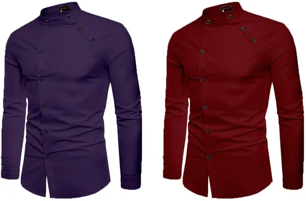 Rebelify_Men_Solid_Casual_Mandarin_Collar_Shirt_||_Combo_Shirt_(Pack_of_2)