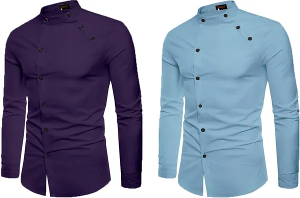 Rebelify_Men_Solid_Casual_Mandarin_Collar_Shirt_||_Combo_Shirt_(Pack_of_2)