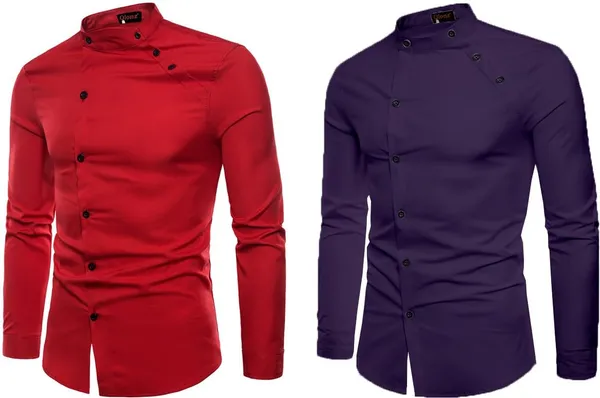 Rebelify_Men_Solid_Casual_Mandarin_Collar_Shirt_||_Combo_Shirt_(Pack_of_2)_Purple,_Red