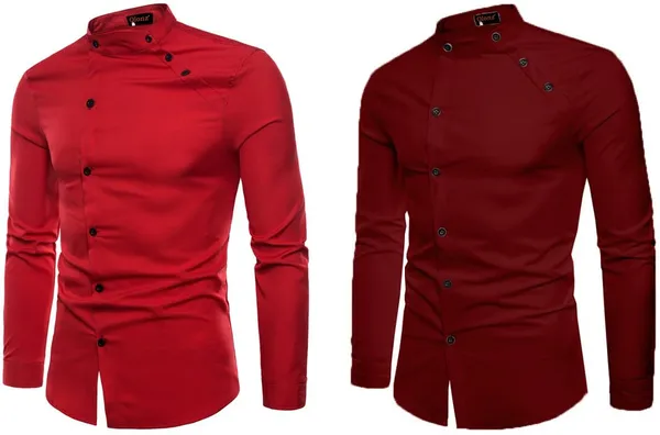 Rebelify_Men_Solid_Casual_Mandarin_Collar_Shirt_||_Combo_Shirt_(Pack_of_2)_Red,_Maroon