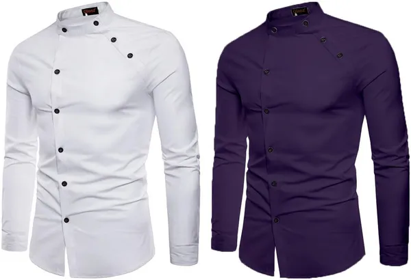 Rebelify_Men_Solid_Casual_Mandarin_Collar_Shirt_||_Combo_Shirt_(Pack_of_2)_Purple,_White