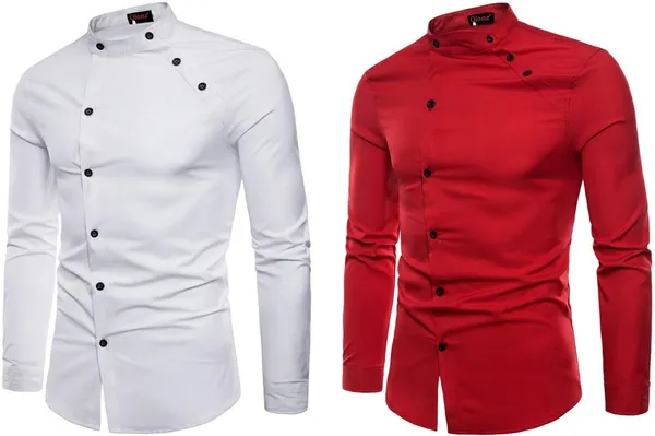 Rebelify_Men_Solid_Casual_Mandarin_Collar_Shirt_||_Combo_Shirt_(Pack_of_2)_Red,_White
