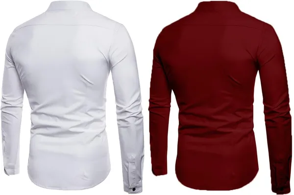 Rebelify_Men_Solid_Casual_Mandarin_Collar_Shirt_||_Combo_Shirt_(Pack_of_2)_White,_Maroon