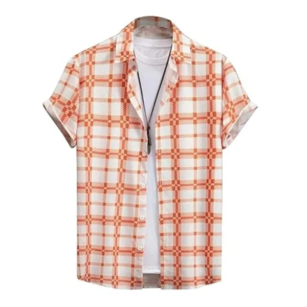Rebelify_Men's_Lycra_Bland_Shirt_with_Half_Sleeves_Button_Down_Closure_Round_Collar_Neck_Printed_Pattern_Relaxed_Fit_and_Standard_Length_Orange,_White