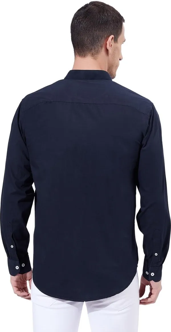 Rebelify_Men's_Chinese_Collar_Shirt_-_Modern_Stand-Up_Collar,_Slim_Fit,_Casual_&_Semi-Formal_Shirt_Blue