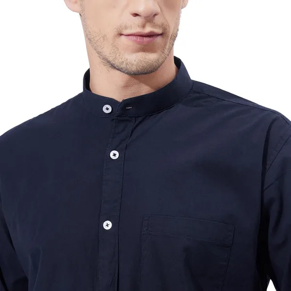 Rebelify_Men's_Chinese_Collar_Shirt_-_Modern_Stand-Up_Collar,_Slim_Fit,_Casual_&_Semi-Formal_Shirt_Blue