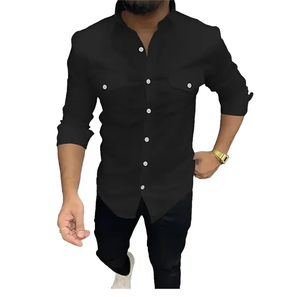 Rebelify_Double_Pocket_with_Flap_Men_Casual_Cotton_Shirt_||_Dual_Pocket_Shirt_Shirt_Black
