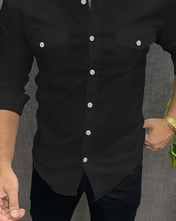 Rebelify_Double_Pocket_with_Flap_Men_Casual_Cotton_Shirt_||_Dual_Pocket_Shirt_Shirt_Black