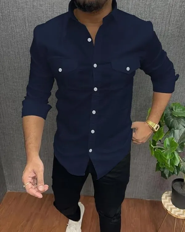 Rebelify_Double_Pocket_with_Flap_Men_Casual_Cotton_Shirt_||_Dual_Pocket_Shirt_Shirt_Blue