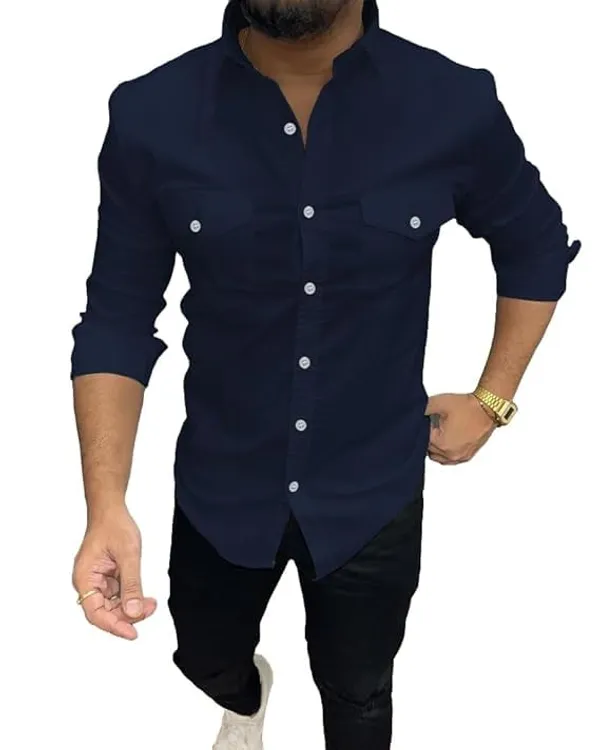 Rebelify_Double_Pocket_with_Flap_Men_Casual_Cotton_Shirt_||_Dual_Pocket_Shirt_Shirt_Blue