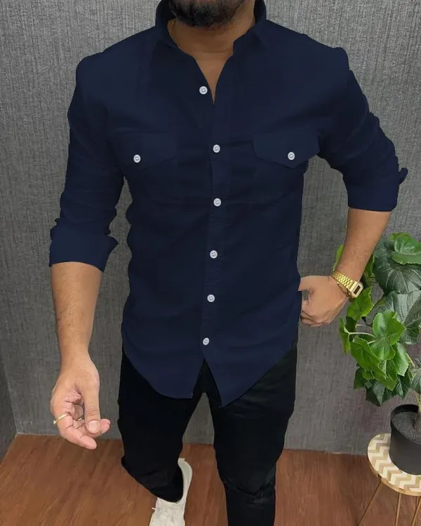 Rebelify_Double_Pocket_with_Flap_Men_Casual_Cotton_Shirt_||_Dual_Pocket_Shirt_Shirt_Blue