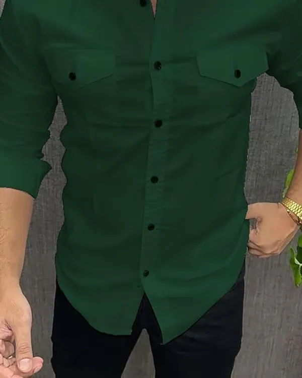 Rebelify_Double_Pocket_with_Flap_Men_Casual_Cotton_Shirt_||_Dual_Pocket_Shirt_Shirt_Green