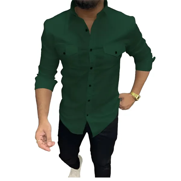 Rebelify_Double_Pocket_with_Flap_Men_Casual_Cotton_Shirt_||_Dual_Pocket_Shirt_Shirt_Green