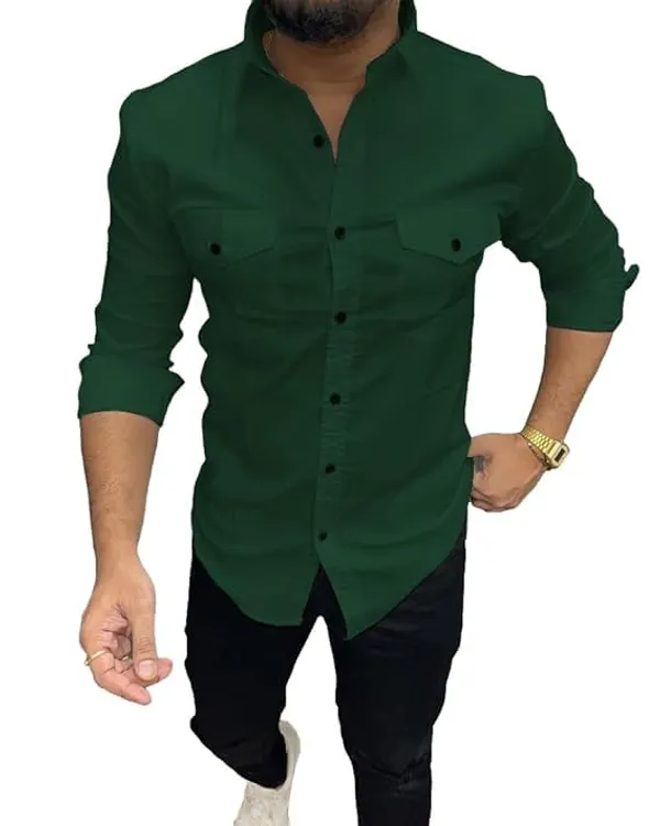 Rebelify_Double_Pocket_with_Flap_Men_Casual_Cotton_Shirt_||_Dual_Pocket_Shirt_Shirt_Green