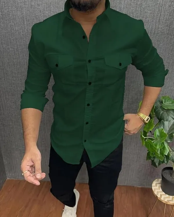 Rebelify_Double_Pocket_with_Flap_Men_Casual_Cotton_Shirt_||_Dual_Pocket_Shirt_Shirt_Green