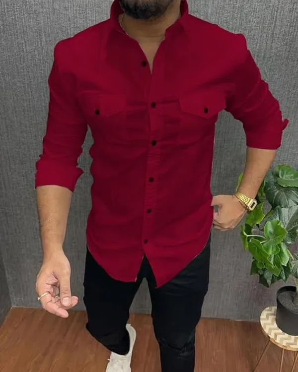 Rebelify_Double_Pocket_with_Flap_Men_Casual_Cotton_Shirt_||_Dual_Pocket_Shirt_Shirt_Maroon