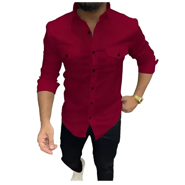 Rebelify_Double_Pocket_with_Flap_Men_Casual_Cotton_Shirt_||_Dual_Pocket_Shirt_Shirt_Maroon