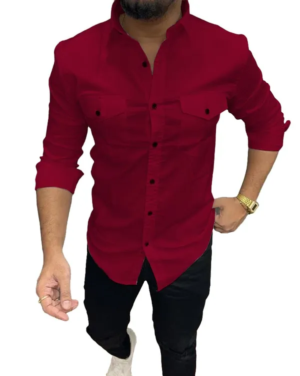 Rebelify_Double_Pocket_with_Flap_Men_Casual_Cotton_Shirt_||_Dual_Pocket_Shirt_Shirt_Maroon