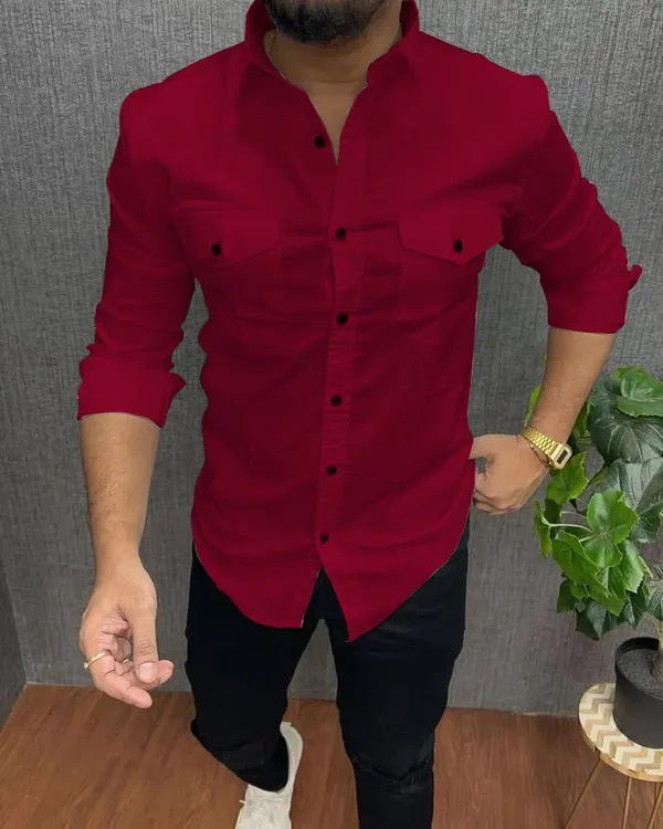 Rebelify_Double_Pocket_with_Flap_Men_Casual_Cotton_Shirt_||_Dual_Pocket_Shirt_Shirt_Maroon