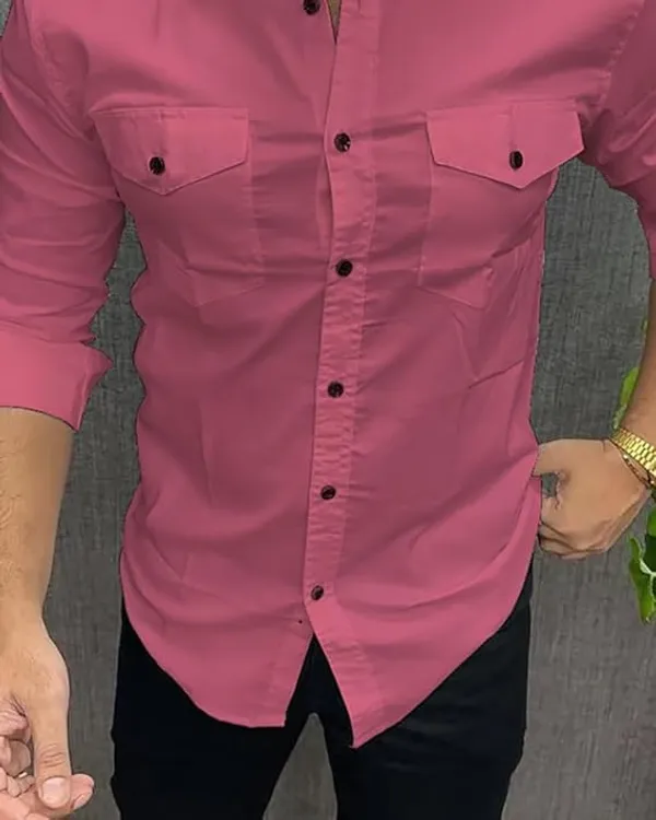 Rebelify_Double_Pocket_with_Flap_Men_Casual_Cotton_Shirt_||_Dual_Pocket_Shirt_Shirt_Pink