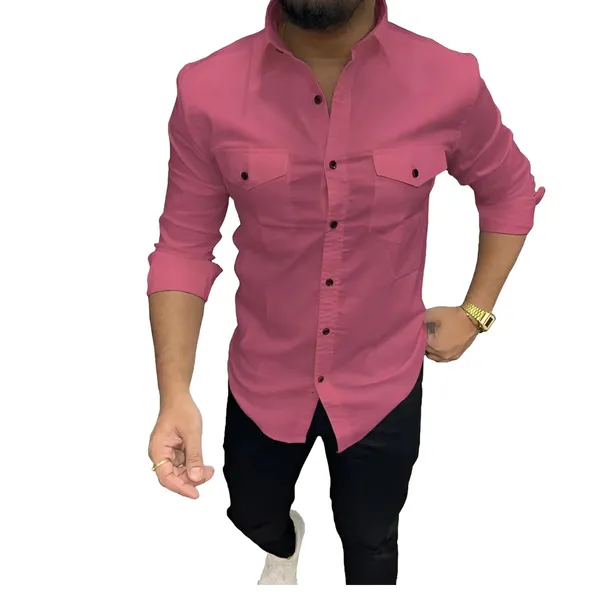 Rebelify_Double_Pocket_with_Flap_Men_Casual_Cotton_Shirt_||_Dual_Pocket_Shirt_Shirt_Pink