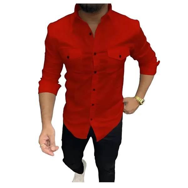 Rebelify_Double_Pocket_with_Flap_Men_Casual_Cotton_Shirt_||_Dual_Pocket_Shirt_Shirt_Red