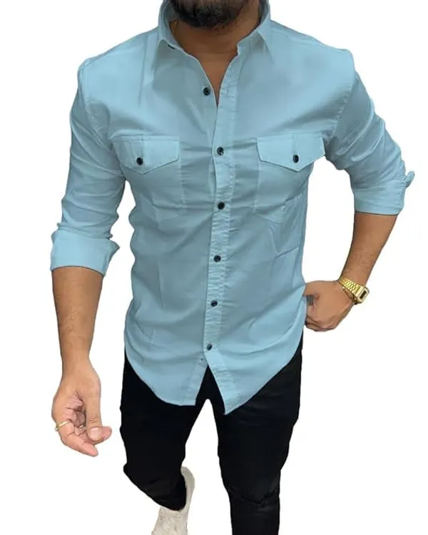 Rebelify_Double_Pocket_with_Flap_Men_Casual_Cotton_Shirt_||_Dual_Pocket_Shirt_Shirt_Sky_Blue