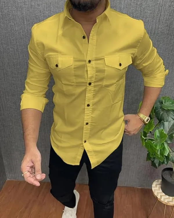 Rebelify_Men's_Cotton_Blend_Shirt_with_Pockets_Full_Sleeves_Collared_Neck_Solid_Pattern_Botton_Down_Closure_Regular_Fit_and_Standard_Length_Yellow