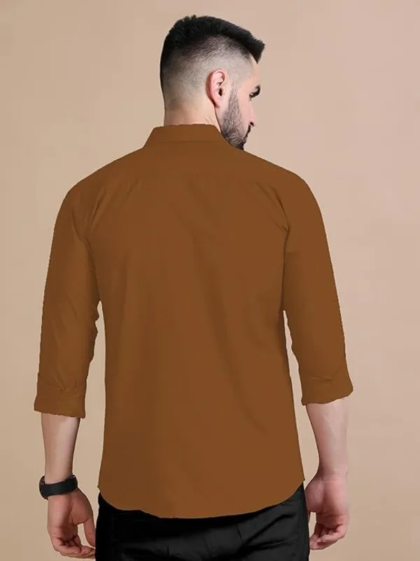 Rebelify_Men's_Double_Pocket_Shirt_�_Classic_Casual_Cotton_Blend_with_Adjustable_Cuffs_Brown