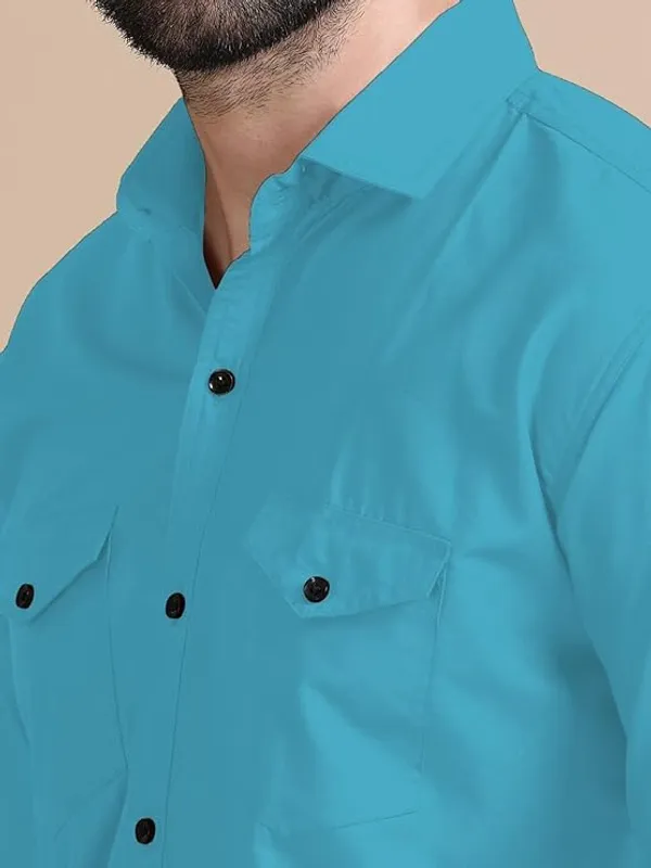 Rebelify_Men's_Double_Pocket_Shirt_�_Classic_Casual_Cotton_Blend_with_Adjustable_Cuffs