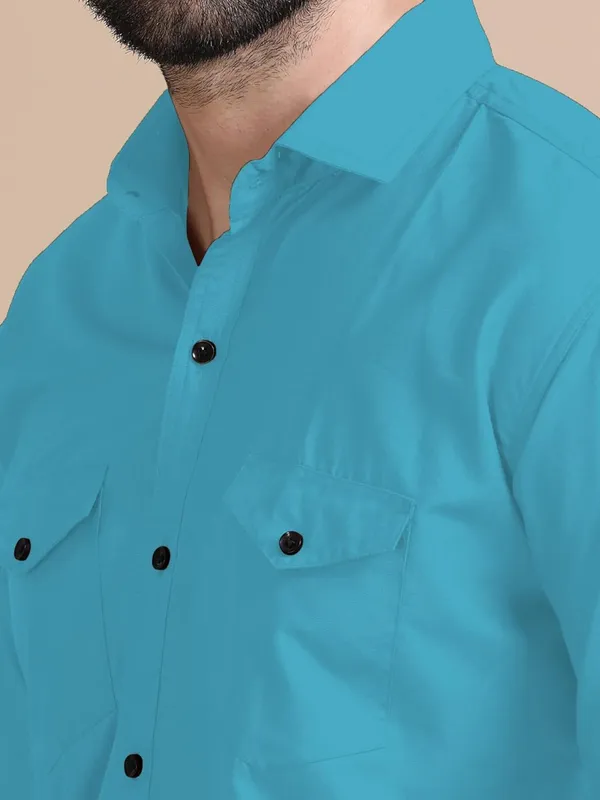 Rebelify_Men's_Double_Pocket_Shirt_�_Classic_Casual_Cotton_Blend_with_Adjustable_Cuffs