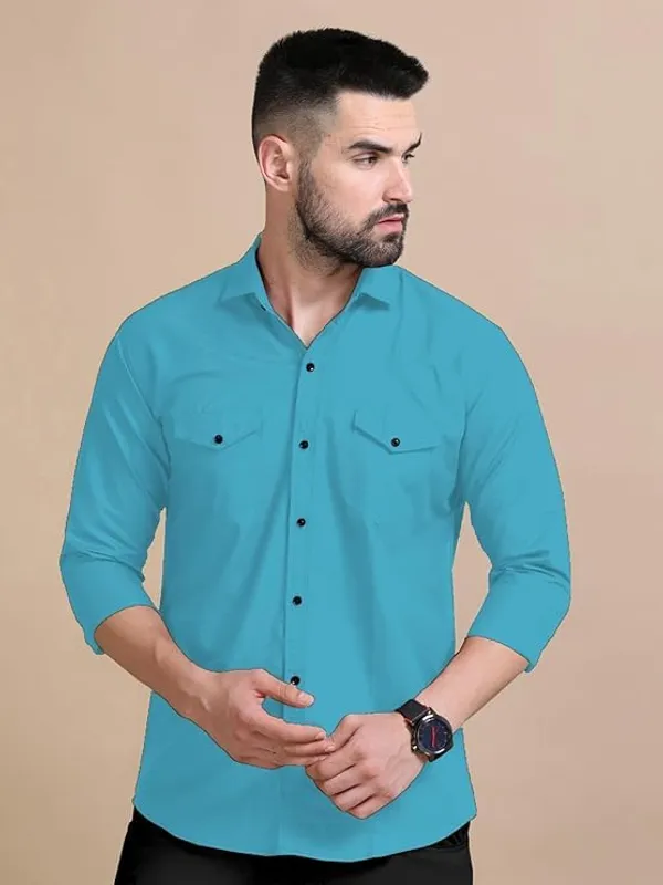 Rebelify_Men's_Double_Pocket_Shirt_�_Classic_Casual_Cotton_Blend_with_Adjustable_Cuffs