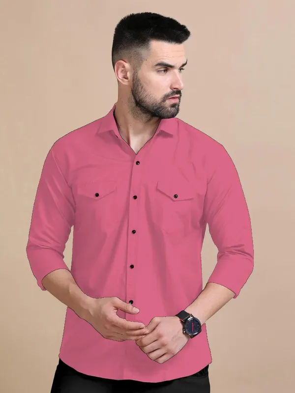Rebelify_Men's_Cotton_Blend_Shirt_with_Pockets_Full_Sleeves_Collared_Neck_Solid_Pattern_Botton_Down_Closure_Relaxed_Fit_and_Standard_Length_Pink