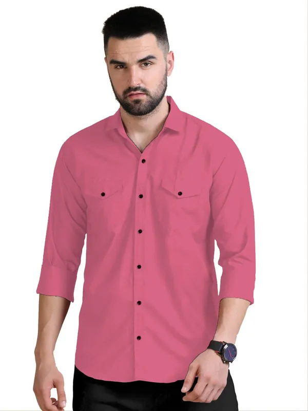 Rebelify_Men's_Cotton_Blend_Shirt_with_Pockets_Full_Sleeves_Collared_Neck_Solid_Pattern_Botton_Down_Closure_Relaxed_Fit_and_Standard_Length_Pink