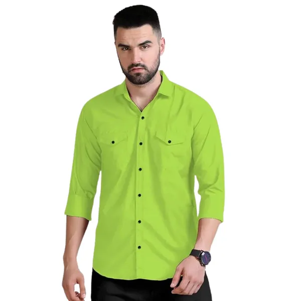 Rebelify_Men's_Double_Pocket_Shirt_�_Classic_Casual_Cotton_Blend_with_Adjustable_Cuffs_Pista
