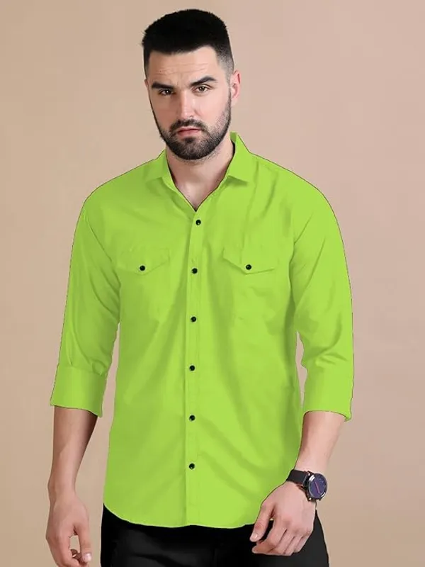 Rebelify_Men's_Double_Pocket_Shirt_�_Classic_Casual_Cotton_Blend_with_Adjustable_Cuffs_Pista