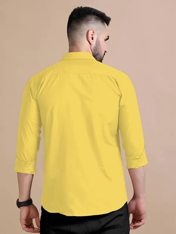 Rebelify_Men's_Double_Pocket_Shirt_�_Classic_Casual_Cotton_Blend_with_Adjustable_Cuffs_Yellow