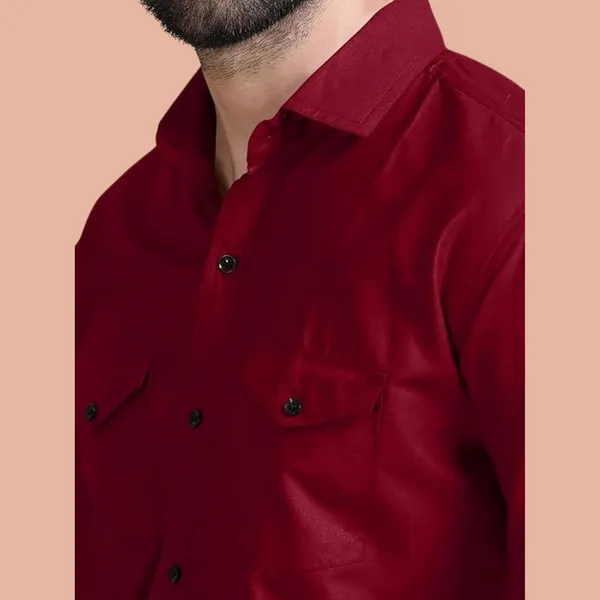 Rebelify_Double_Pocket_Men�s_Casual_Shirt_-_Regular_Fit,_Solid_Spread_Collar,_Versatile_Everyday_Wear,_Comfortable_and_Stylish_Design,_Ideal_for_All_Seasons_Maroon
