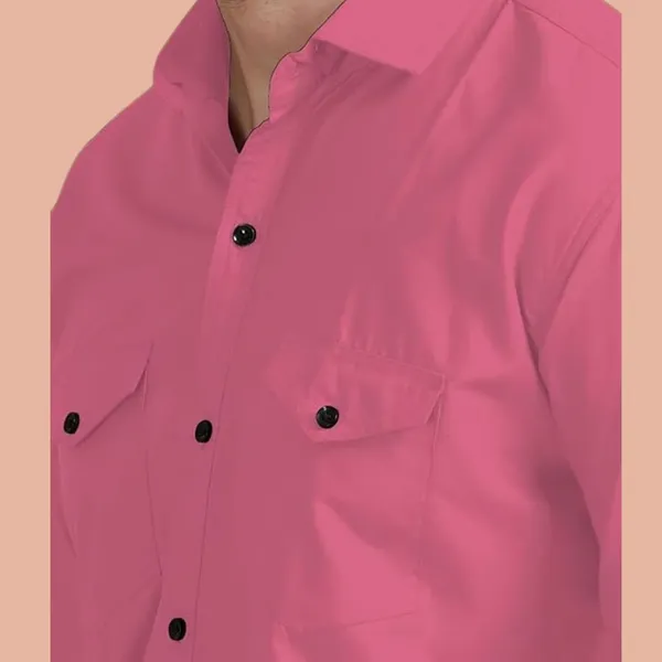 Rebelify_Double_Pocket_Men�s_Casual_Shirt_-_Regular_Fit,_Solid_Spread_Collar,_Versatile_Everyday_Wear,_Comfortable_and_Stylish_Design,_Ideal_for_All_Seasons_Pink