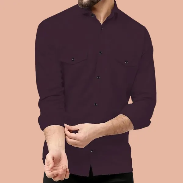 Rebelify_Double_Pocket_Men�s_Casual_Shirt_-_Regular_Fit,_Solid_Spread_Collar,_Versatile_Everyday_Wear,_Comfortable_and_Stylish_Design,_Ideal_for_All_Seasons_Purple
