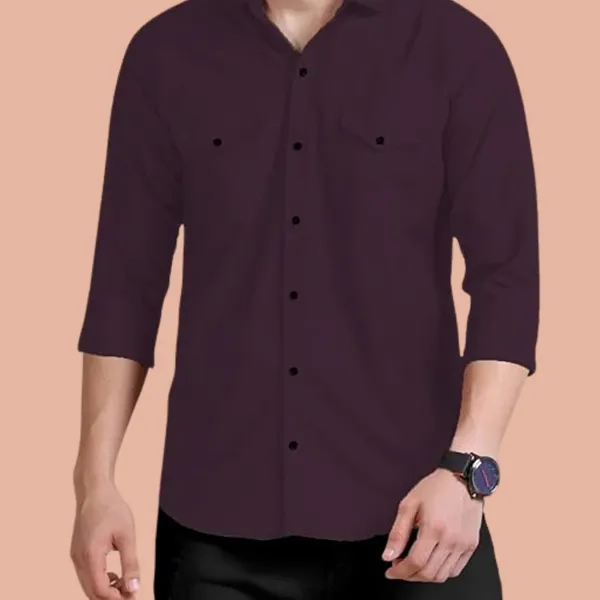 Rebelify_Double_Pocket_Men�s_Casual_Shirt_-_Regular_Fit,_Solid_Spread_Collar,_Versatile_Everyday_Wear,_Comfortable_and_Stylish_Design,_Ideal_for_All_Seasons_Purple